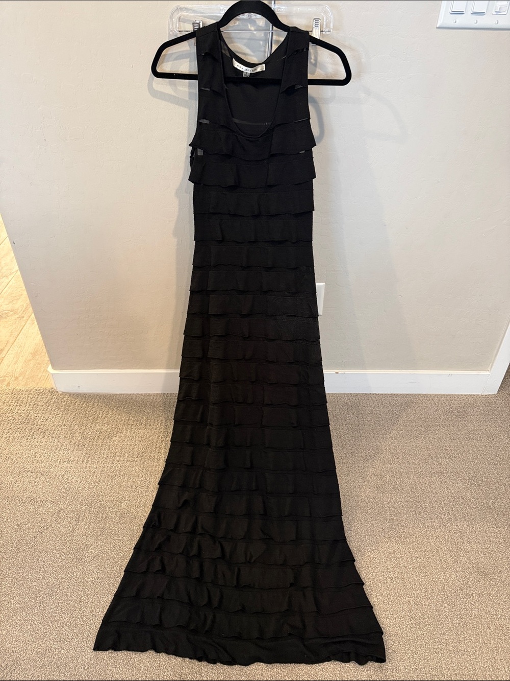 Max Studio Black Ruffled Maxi Dress